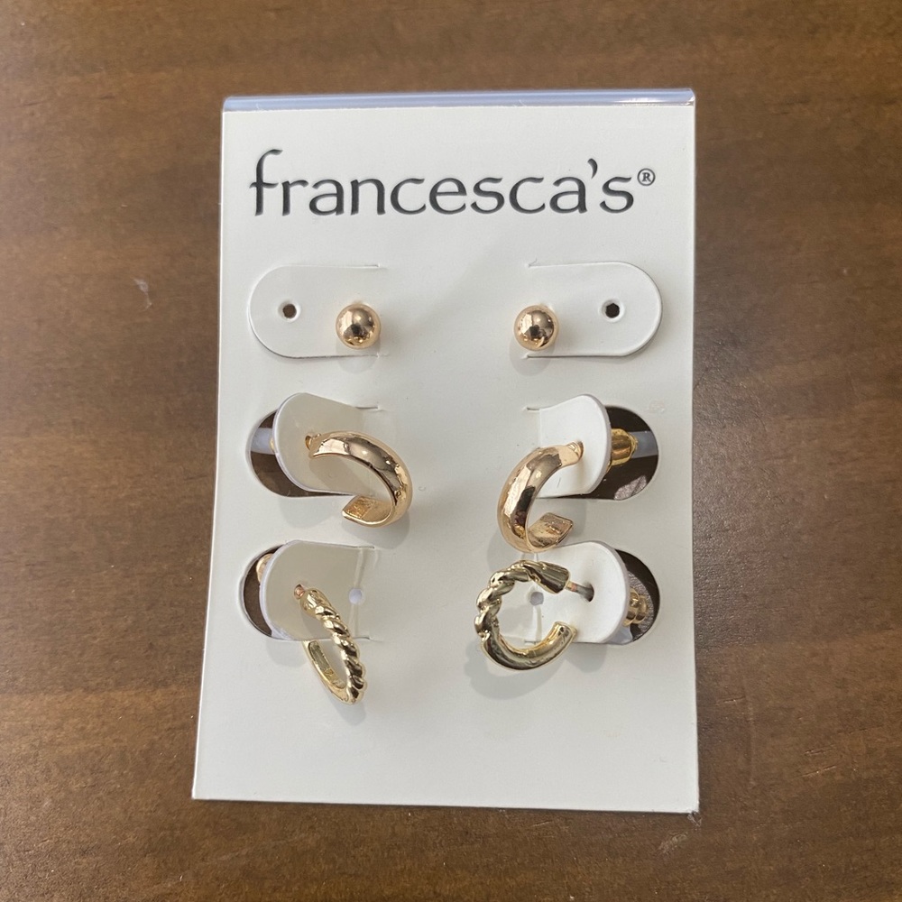 Francesca’s Gold Hoop and Stud Earrings